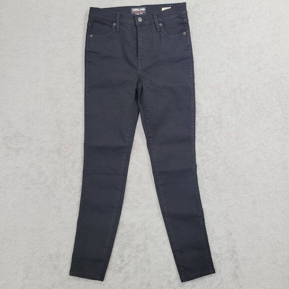 NEW Kirkland Signature Womens 2 High-Rise Skinny Fit Jeans Black// 26PT - Picture 1 of 8